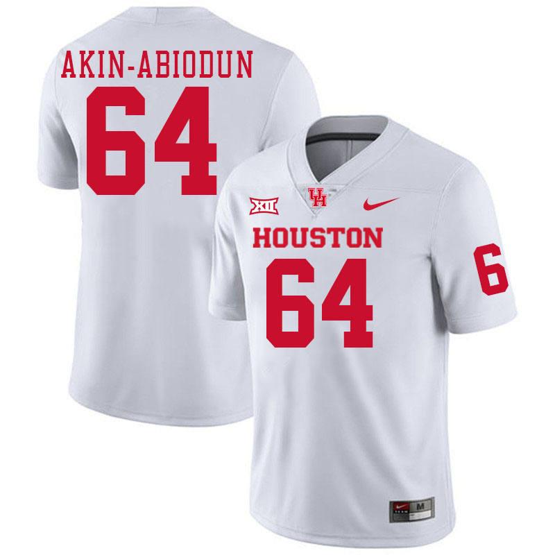 Men #64 Ezekiel Akin-Abiodun Houston Cougars College Football Jerseys Stitched-White